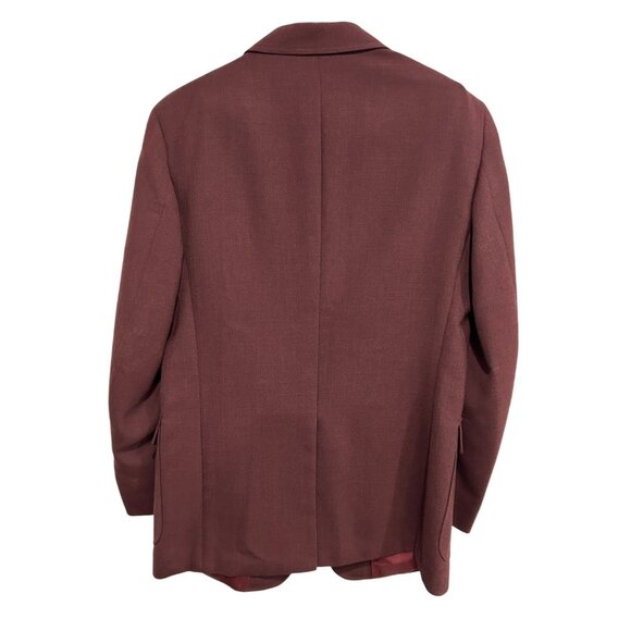 Vintage Arnie Mens Burgundy Blazer 40R Wool Blend Two Button Gold Accents - Picture 2 of 11